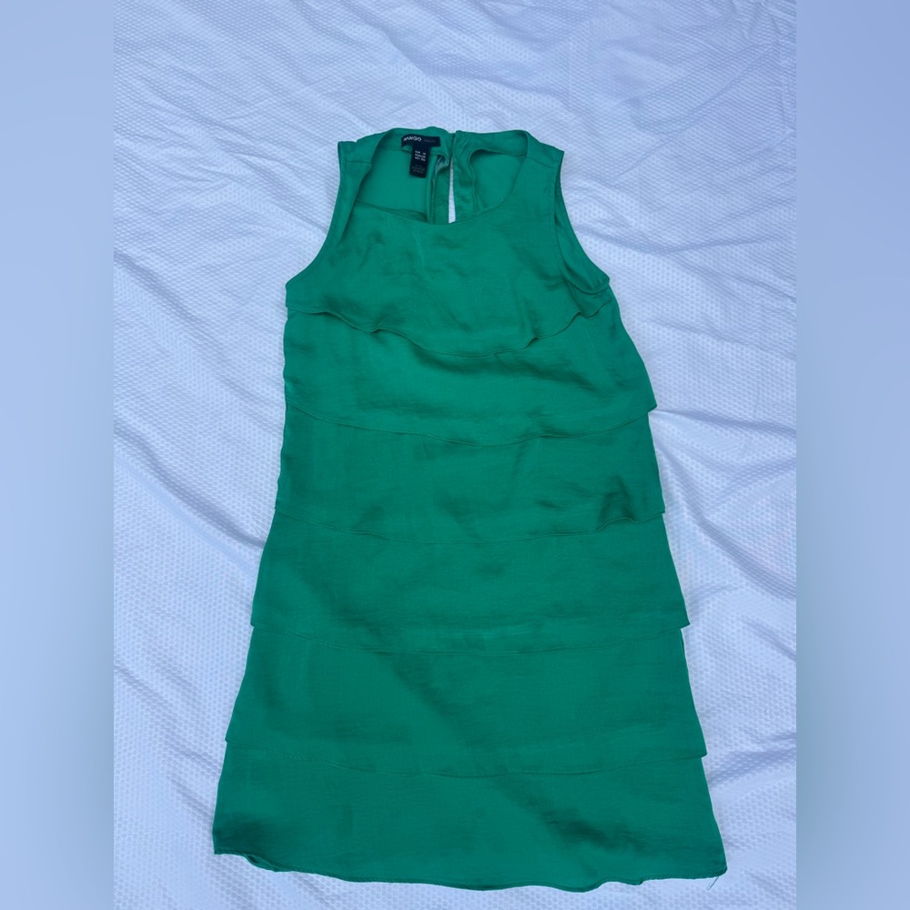 Mango Vibrant Green Mini Dress